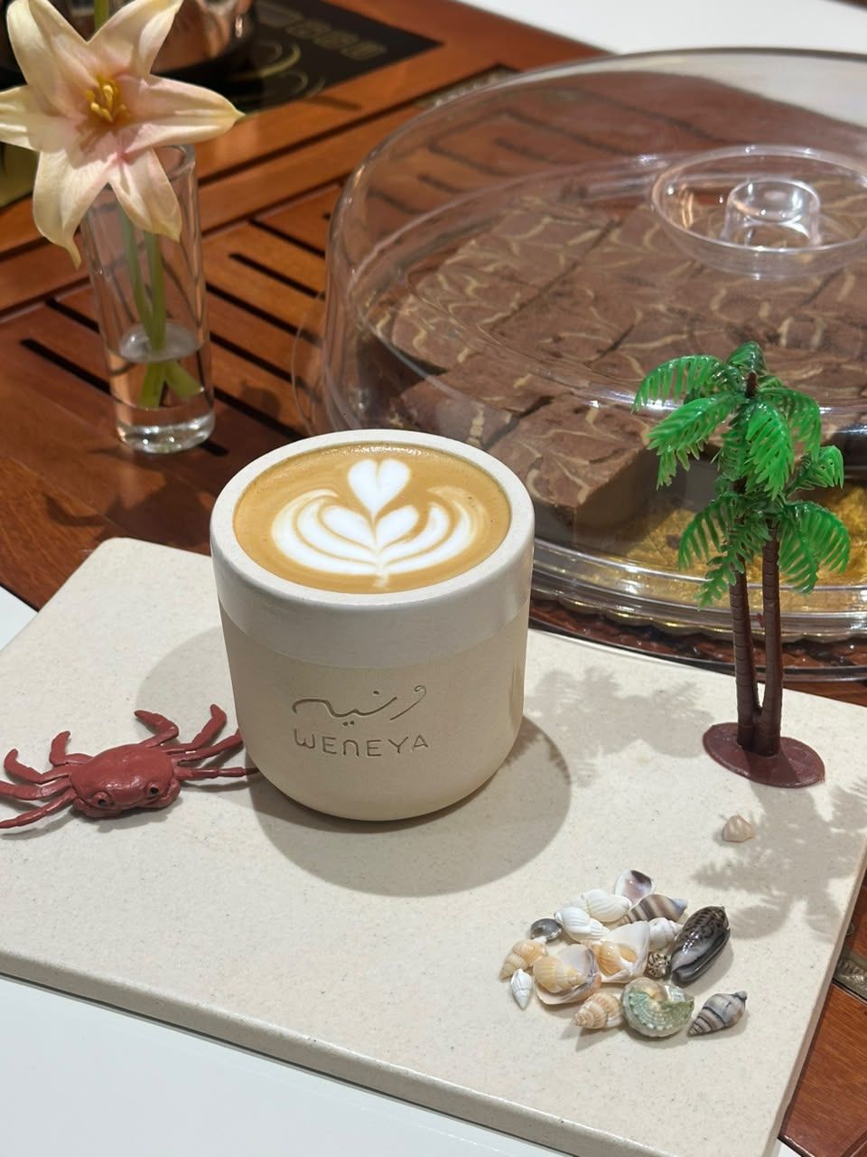 Latte with art at the Weneya café